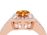 Rose gold Pear Cut Halo Citrine Ring with Split Shank and Four-Prong Setting_4