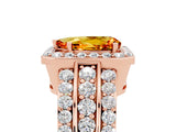 Rose gold Pear Cut Halo Citrine Ring with Split Shank and Four-Prong Setting_5