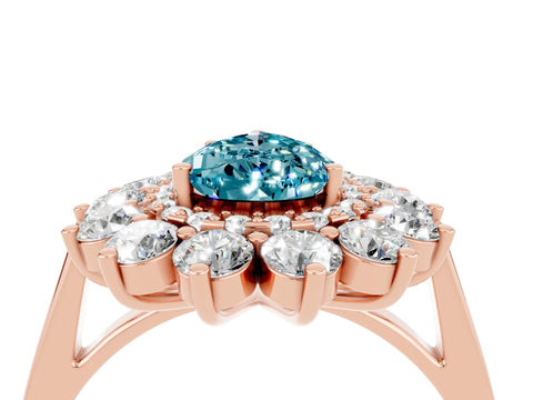 Rose gold Pear Cut Halo Cluster Diamond Ring with Pave Band and Four-Prong Setting_10
