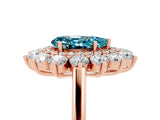 Rose gold Pear Cut Halo Cluster Diamond Ring with Pave Band and Four-Prong Setting_11
