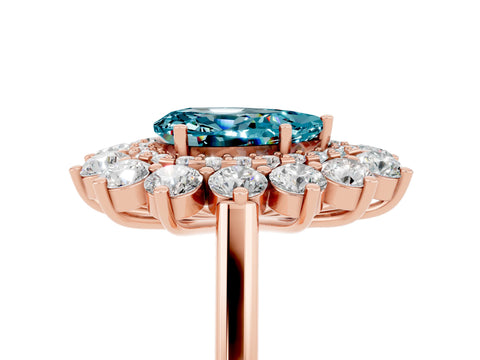 Rose gold Pear Cut Halo Cluster Diamond Ring with Pave Band and Four-Prong Setting_11
