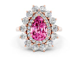 Rose gold Pear Cut Halo Cluster Diamond Ring with Pave Band and Four-Prong Setting_12