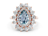 Rose gold Pear Cut Halo Cluster Diamond Ring with Pave Band and Four-Prong Setting_12