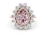 Rose gold Pear Cut Halo Cluster Diamond Ring with Pave Band and Four-Prong Setting_12