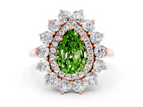 Rose gold Pear Cut Halo Cluster Diamond Ring with Pave Band and Four-Prong Setting_12