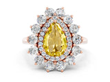 Rose gold Pear Cut Halo Cluster Diamond Ring with Pave Band and Four-Prong Setting_12