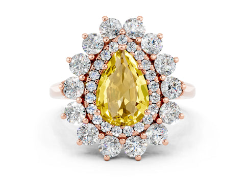 Rose gold Pear Cut Halo Cluster Diamond Ring with Pave Band and Four-Prong Setting_12