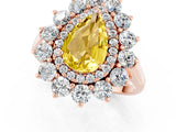 Rose gold Pear Cut Halo Cluster Diamond Ring with Pave Band and Four-Prong Setting_13