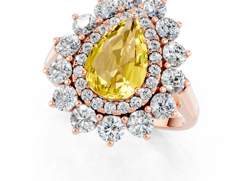 Rose gold Pear Cut Halo Cluster Diamond Ring with Pave Band and Four-Prong Setting_13
