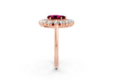 Rose gold Pear Cut Halo Cluster Diamond Ring with Pave Band and Four-Prong Setting_14