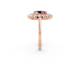 Rose gold Pear Cut Halo Cluster Diamond Ring with Pave Band and Four-Prong Setting_14