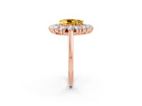 Rose gold Pear Cut Halo Cluster Diamond Ring with Pave Band and Four-Prong Setting_14