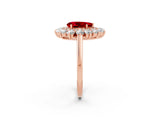 Rose gold Pear Cut Halo Cluster Diamond Ring with Pave Band and Four-Prong Setting_14