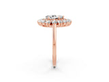Rose gold Pear Cut Halo Cluster Diamond Ring with Pave Band and Four-Prong Setting_14