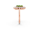 Rose gold Pear Cut Halo Cluster Diamond Ring with Pave Band and Four-Prong Setting_14
