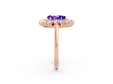 Rose gold Pear Cut Halo Cluster Diamond Ring with Pave Band and Four-Prong Setting_14