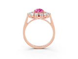 Rose gold Pear Cut Halo Cluster Diamond Ring with Pave Band and Four-Prong Setting_15