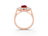 Rose gold Pear Cut Halo Cluster Diamond Ring with Pave Band and Four-Prong Setting_15