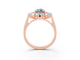 Rose gold Pear Cut Halo Cluster Diamond Ring with Pave Band and Four-Prong Setting_15