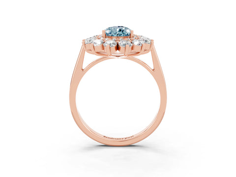 Rose gold Pear Cut Halo Cluster Diamond Ring with Pave Band and Four-Prong Setting_15