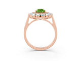 Rose gold Pear Cut Halo Cluster Diamond Ring with Pave Band and Four-Prong Setting_15