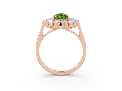 Rose gold Pear Cut Halo Cluster Diamond Ring with Pave Band and Four-Prong Setting_15