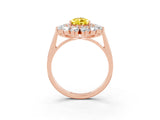 Rose gold Pear Cut Halo Cluster Diamond Ring with Pave Band and Four-Prong Setting_15