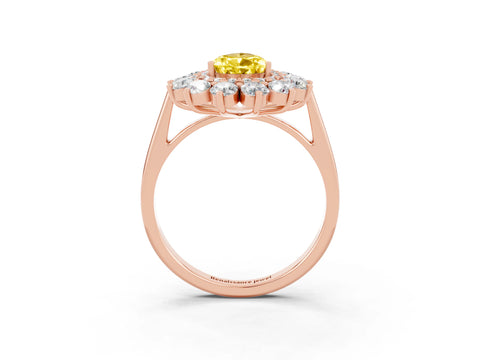 Rose gold Pear Cut Halo Cluster Diamond Ring with Pave Band and Four-Prong Setting_15