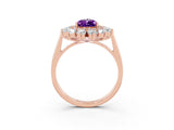 Rose gold Pear Cut Halo Cluster Diamond Ring with Pave Band and Four-Prong Setting_15