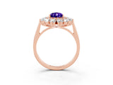 Rose gold Pear Cut Halo Cluster Diamond Ring with Pave Band and Four-Prong Setting_15
