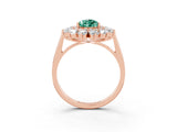 Rose gold Pear Cut Halo Cluster Diamond Ring with Pave Band and Four-Prong Setting_15