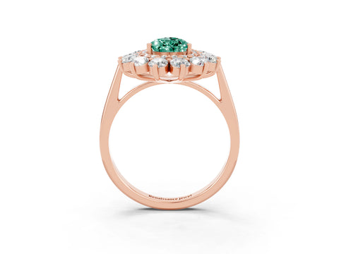 Rose gold Pear Cut Halo Cluster Diamond Ring with Pave Band and Four-Prong Setting_15
