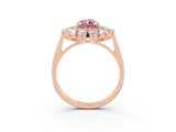 Rose gold Pear Cut Halo Cluster Diamond Ring with Pave Band and Four-Prong Setting_15