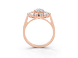 Rose gold Pear Cut Halo Cluster Diamond Ring with Pave Band and Four-Prong Setting_15