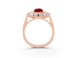 Rose gold Pear Cut Halo Cluster Diamond Ring with Pave Band and Four-Prong Setting_15