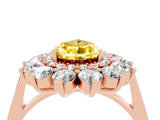 Rose gold Pear Cut Halo Cluster Diamond Ring with Pave Band and Four-Prong Setting_16