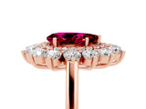 Rose gold Pear Cut Halo Cluster Diamond Ring with Pave Band and Four-Prong Setting_17