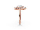 Rose gold Pear Cut Halo Cluster Diamond Ring with Pave Band and Four-Prong Setting_17