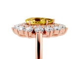 Rose gold Pear Cut Halo Cluster Diamond Ring with Pave Band and Four-Prong Setting_17