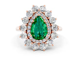 Rose gold Pear Cut Halo Cluster Diamond Ring with Pave Band and Four-Prong Setting_18