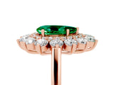 Rose gold Pear Cut Halo Cluster Diamond Ring with Pave Band and Four-Prong Setting_23