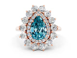 Rose gold Pear Cut Halo Cluster Diamond Ring with Pave Band and Four-Prong Setting_24