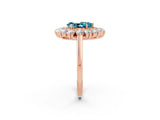 Rose gold Pear Cut Halo Cluster Diamond Ring with Pave Band and Four-Prong Setting_26