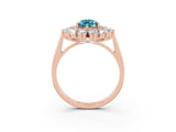 Rose gold Pear Cut Halo Cluster Diamond Ring with Pave Band and Four-Prong Setting_27