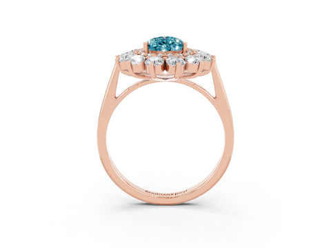 Rose gold Pear Cut Halo Cluster Diamond Ring with Pave Band and Four-Prong Setting_27