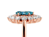 Rose gold Pear Cut Halo Cluster Diamond Ring with Pave Band and Four-Prong Setting_29