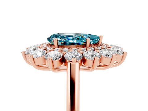 Rose gold Pear Cut Halo Cluster Diamond Ring with Pave Band and Four-Prong Setting_29