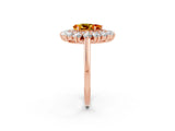 Rose gold Pear Cut Halo Cluster Diamond Ring with Pave Band and Four-Prong Setting_2