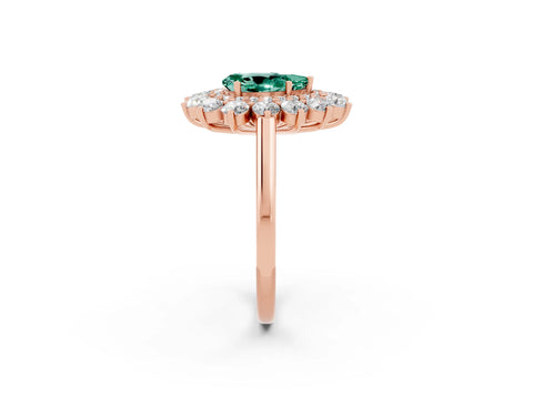Rose gold Pear Cut Halo Cluster Diamond Ring with Pave Band and Four-Prong Setting_2