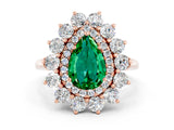 Rose gold Pear Cut Halo Cluster Diamond Ring with Pave Band and Four-Prong Setting_30